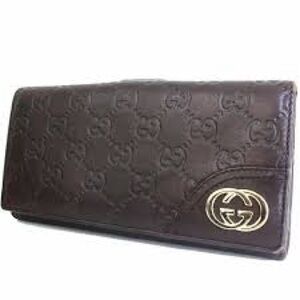 Gucci Guccissima Wallet Brown Leather GG Logo Zip  Continental Made in Italy